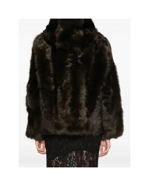 Yves Salomon Black Hooded Jacket