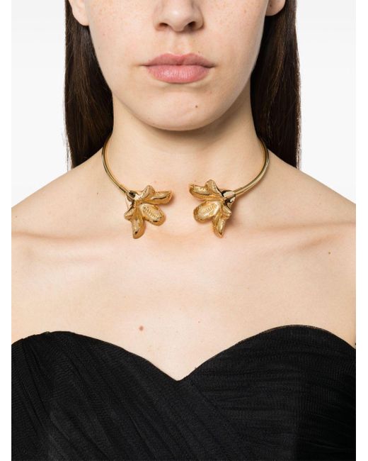 Marni Metallic Flower-Embellished Open Necklace