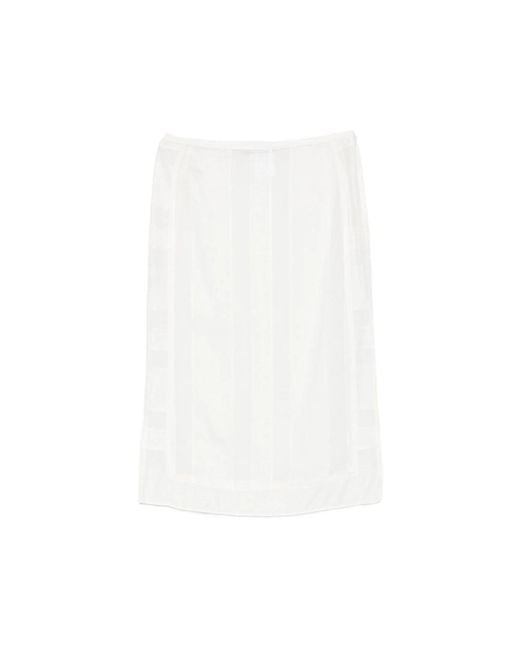 Low Classic White Layered Midi Skirt