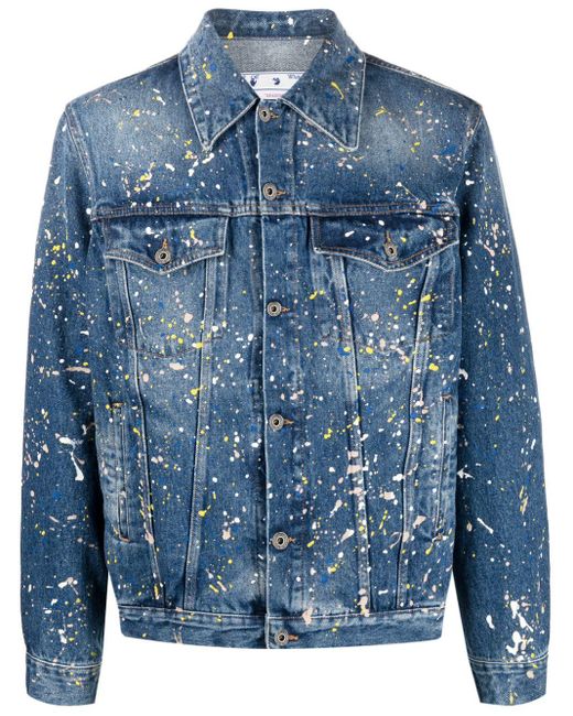 Off-White c/o Virgil Abloh Paint-splatter Denim Jacket in Blue for Men ...