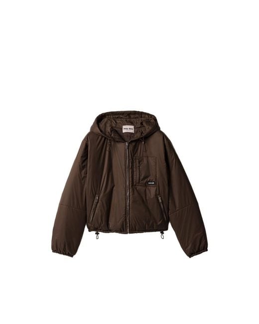 Miu Miu Brown Cropped Ripstop Down Jacket
