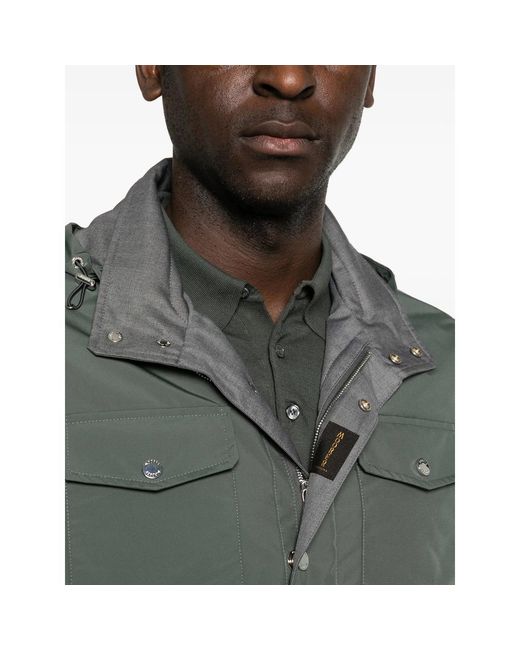 Moorer Gray Hooded Pocket Jacket for men
