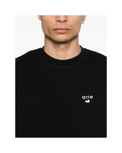 Arte' Black Logo-Embroidered Sweatshirt for men