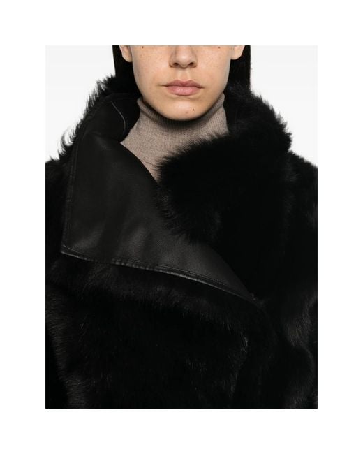 Yves Salomon Black Shearling-Trimmed Fur Jacket