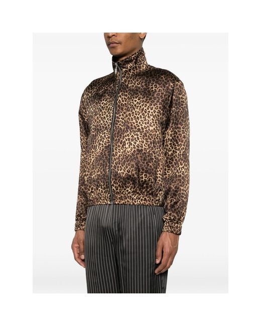 Ernest W. Baker Brown Animal-Print Zip-Fastening Jacket for men