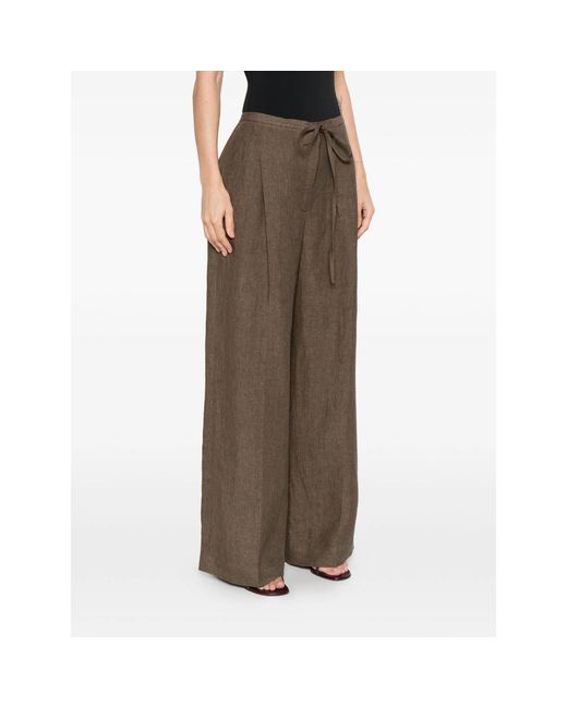 Rohe Brown Drawstring Pleat Trousers