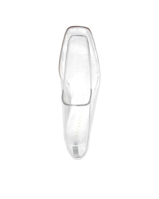Herbert Levine White Square-Toe Loafers