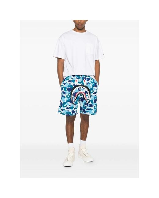 A Bathing Ape Blue Track Shorts for men