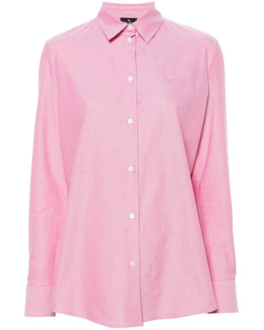 Etro Pink Pegaso-Motif Cotton Shirt