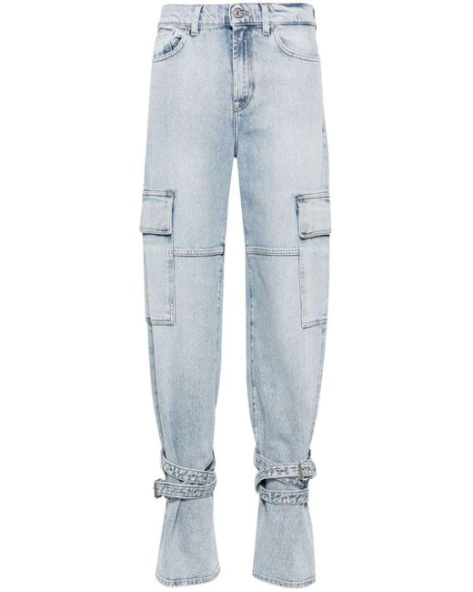 7 For All Mankind Blue X Chiara Biasi Arctic Mid-Rise Cargo Jeans