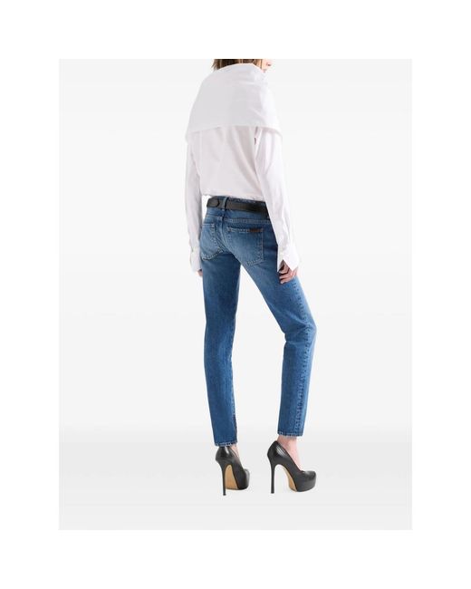 7 For All Mankind White High Neck L/S Shirt
