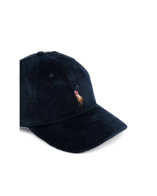 Ralph Lauren Blue Logo-Embroidered Corduroy Cap