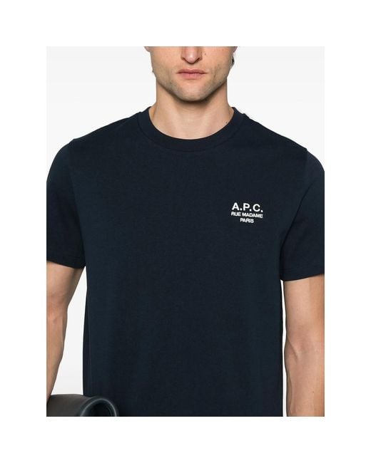 A.P.C. Blue Dark Cotton T-Shirt