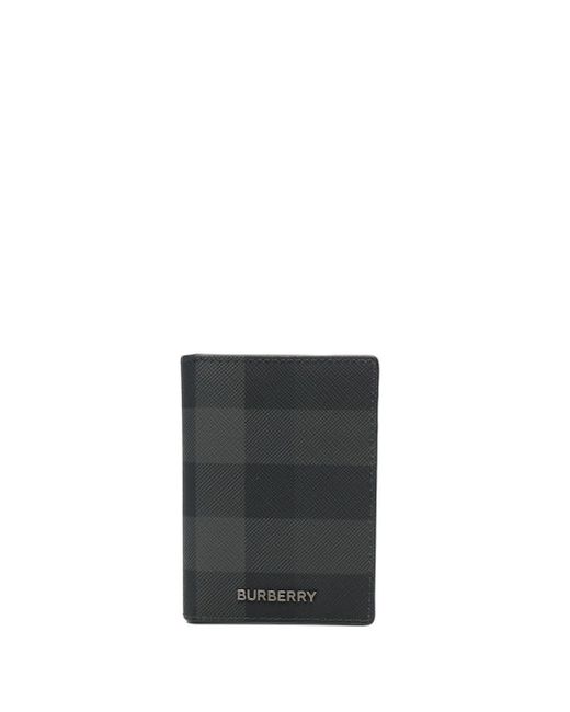 Burberry White Logo Plaque Checked Bi-fold Wallet for men