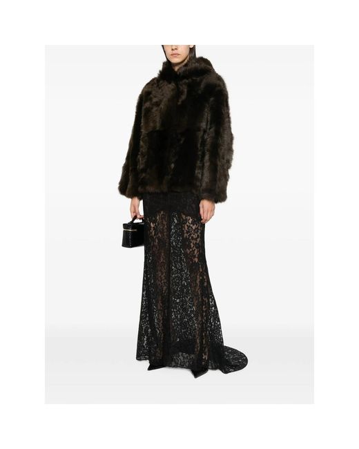 Yves Salomon Black Hooded Jacket