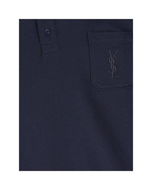 Saint Laurent Blue Cassandre Polo for men
