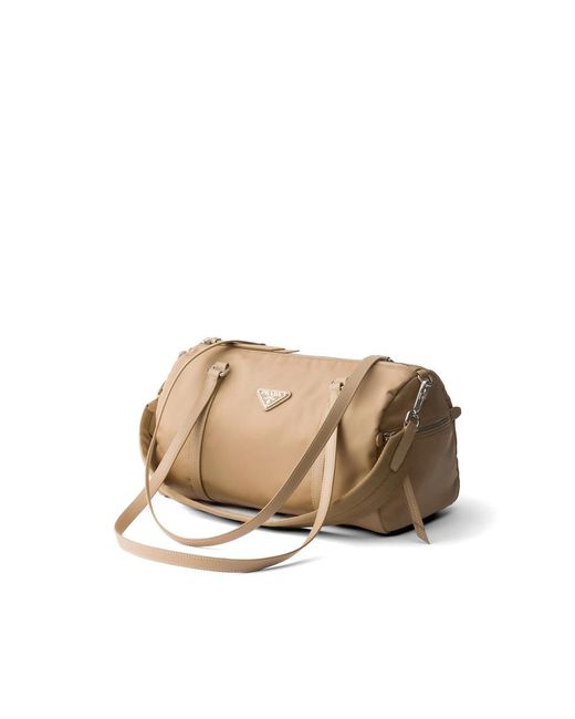 Prada Natural Large Re-Nylon And Saffiano Leather Duffel Bag