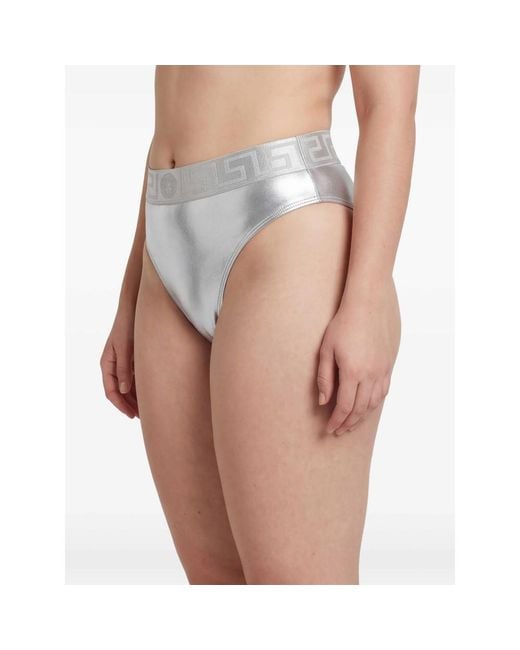 Versace Gray Metallic Bikini Bottoms