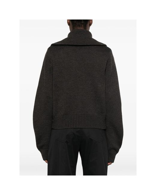 LAMRONS Black Flap-Pocket Zip-Up Cardigan