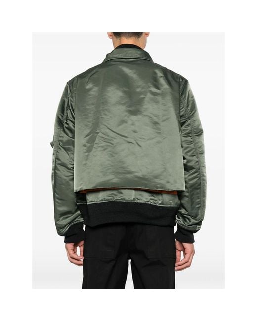 Sacai Green Layered Zip-Fastening Jacket for men