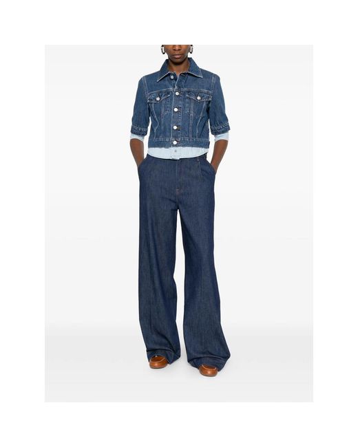 7 For All Mankind Blue Trucker Button Layered Jacket