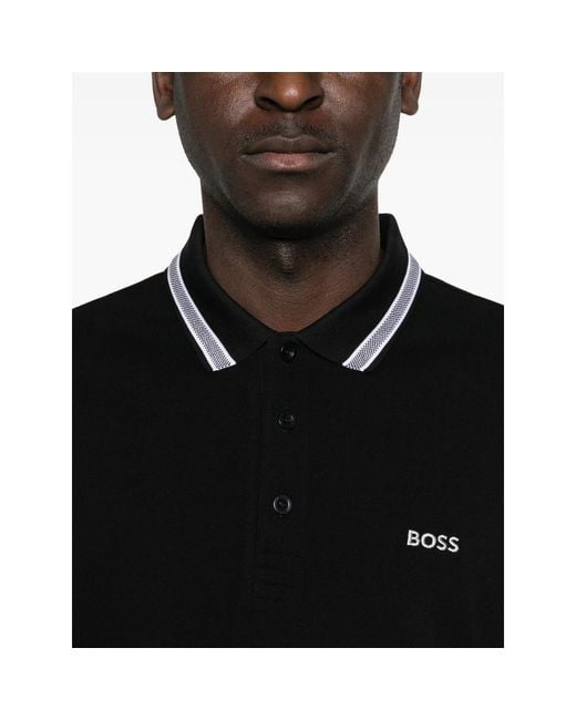 Boss Black Long-Sleeved Cotton Piqué Polo Shirt for men