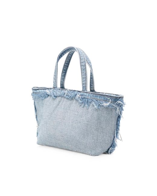 Alexander Wang Blue Small Frayed-Edge Denim Tote Bag