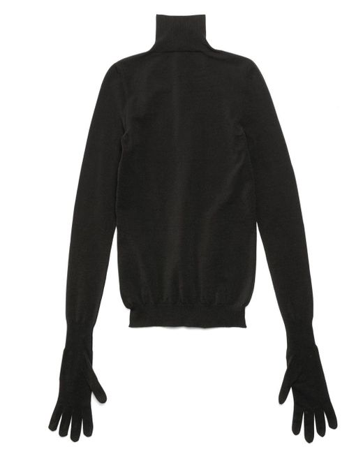 Balenciaga Black Stretch-Design Gloves Knitted Jumper