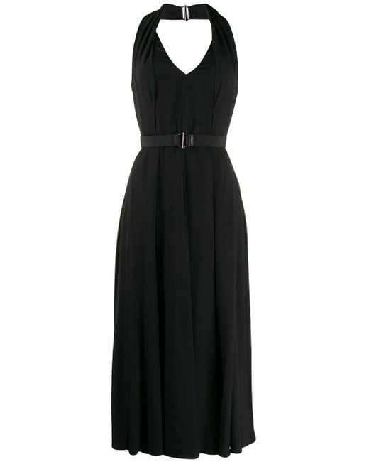 Prada Synthetic Belted Halterneck Dress in Black - Save 25% | Lyst
