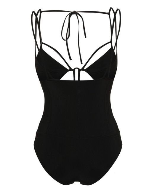 Nensi Dojaka Black V-Neck Cut-Out Swimsuit
