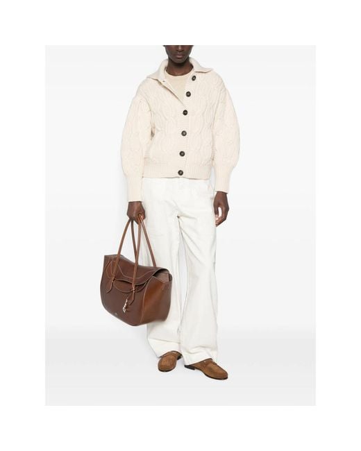 Brunello Cucinelli Natural Cable-Knit Cardigan