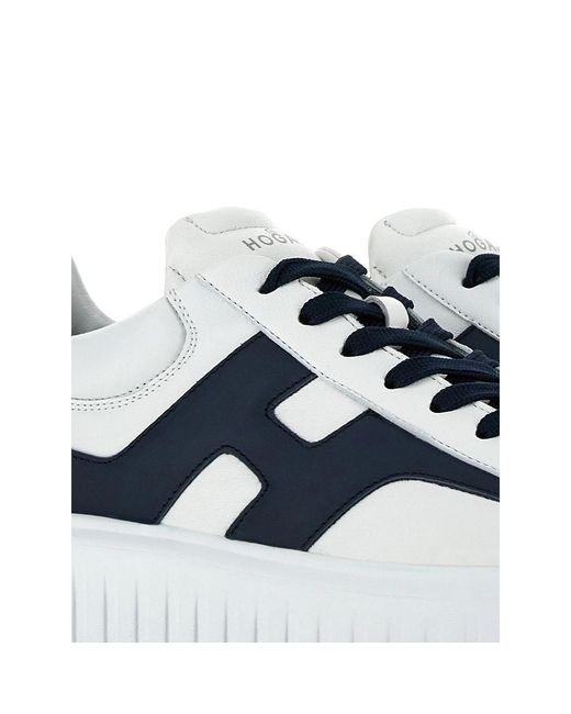 Hogan Blue H-Stripes Leather Sneakers for men