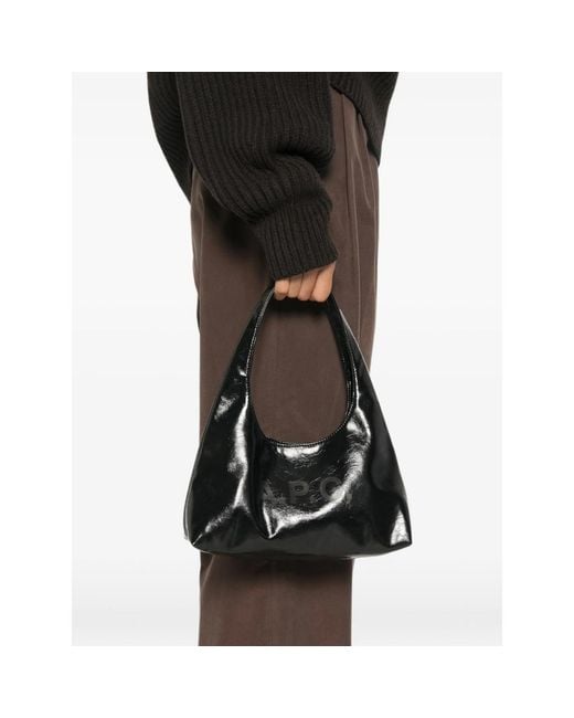 A.P.C. Black A. P.C. Patent Logo-Print Tote Bag