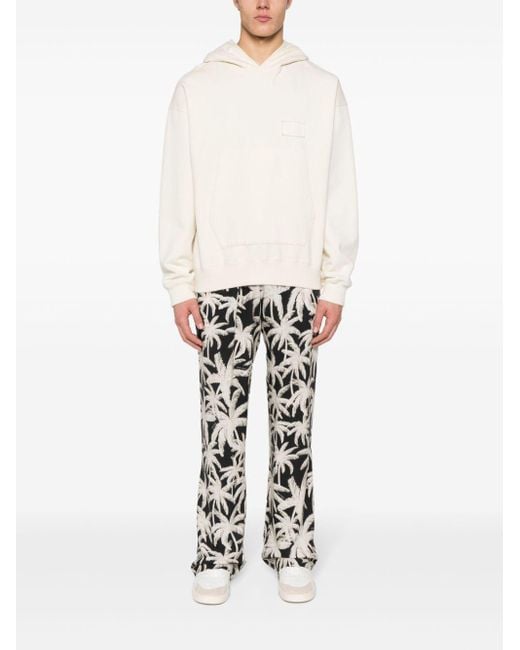 Palm Angels White Palm-Tree Print Loose Trousers for men