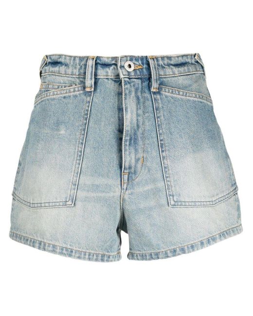 KENZO Blue High-Waisted Denim Shorts
