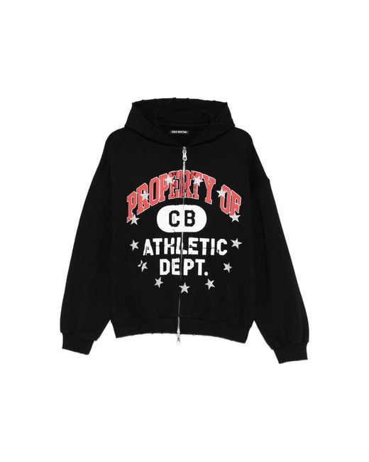 Cole Buxton Black Graphic-Print Zip-Fastening Hoodie for men