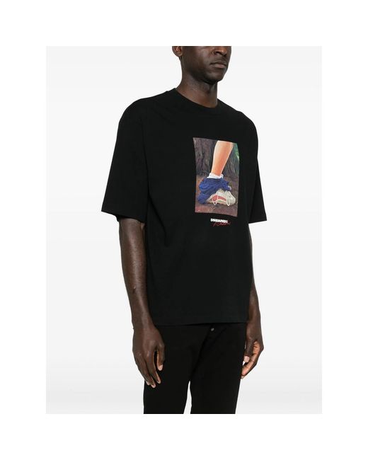 DSquared² Black Short-Sleeve Crew-Neck T-Shirt for men