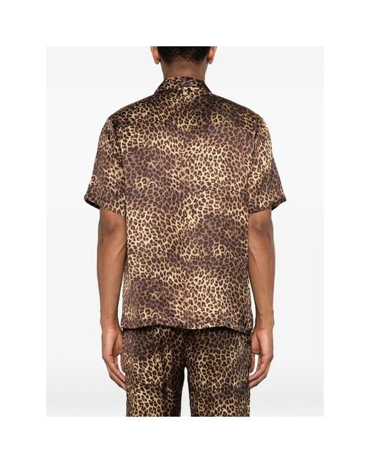 Ernest W. Baker Brown Animal-Print Short-Sleeve Shirt for men