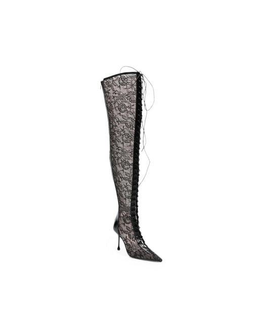 Jimmy Choo Black Scarlett Lace-Up Over-The-Knee Boots