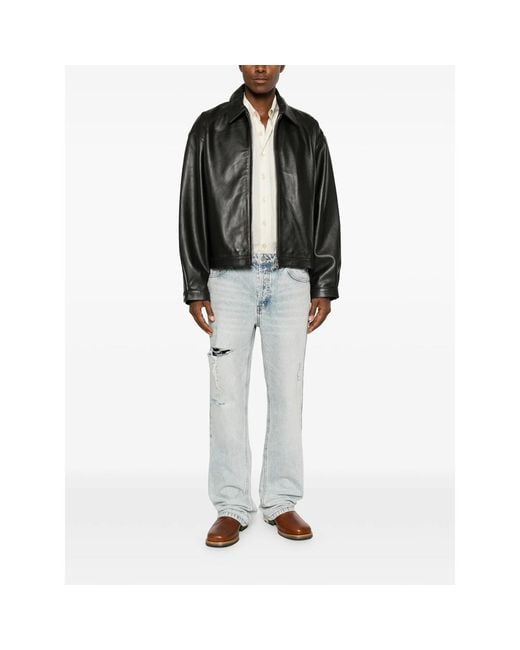 Cole Buxton Black Leather Zip-Up Jacket for men