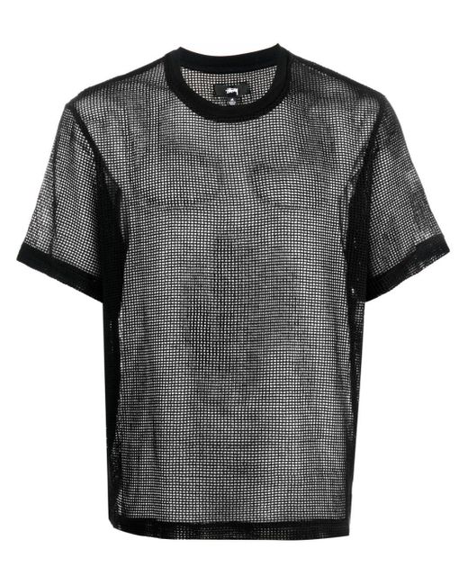 Stussy Black Perforated Cotton T-shirt for men