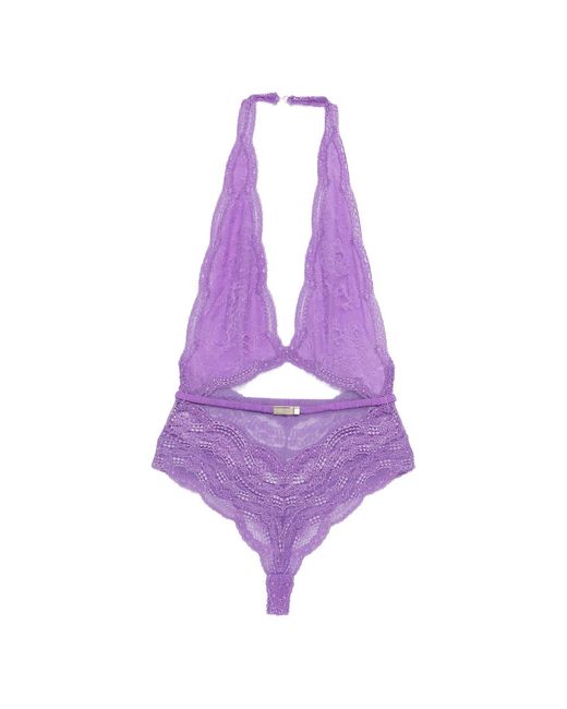 Gucci Purple Lace Cut-Out Bodysuit
