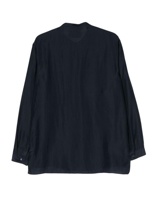Giorgio Armani Blue Long-Sleeve Silk Shirt for men