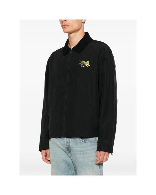 KENZO Black Tiger-Embroidered Zip-Up Jacket for men