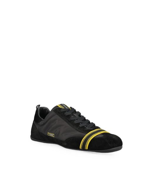 Fendi Black Wrap Suede And Fabric Low-Top Trainers for men