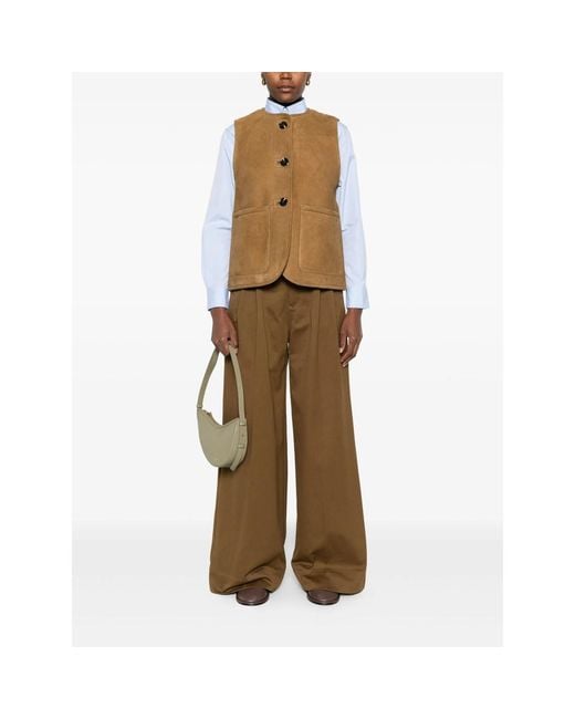 Soeur Natural Buttoned Suede Waistcoat