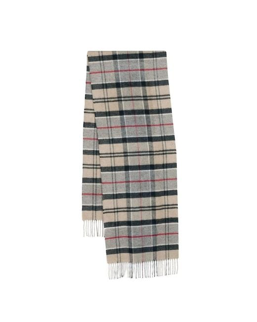 Barbour Gray Tartan Check-Pattern Scarf for men
