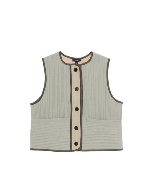 Soeur Gray Hima Quilted Contrast-Trim Gilet