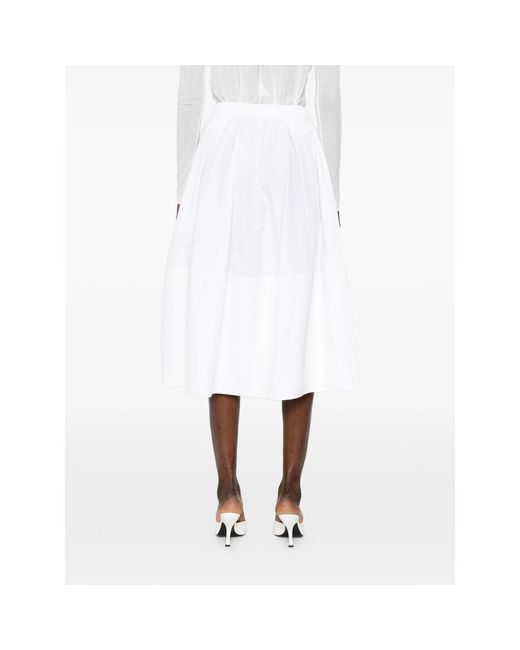 Co. White Elasticated-Waistband Midi Skirt