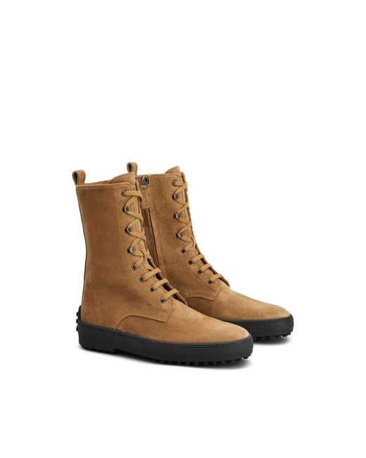 Tod's Brown Suede Combat Boots